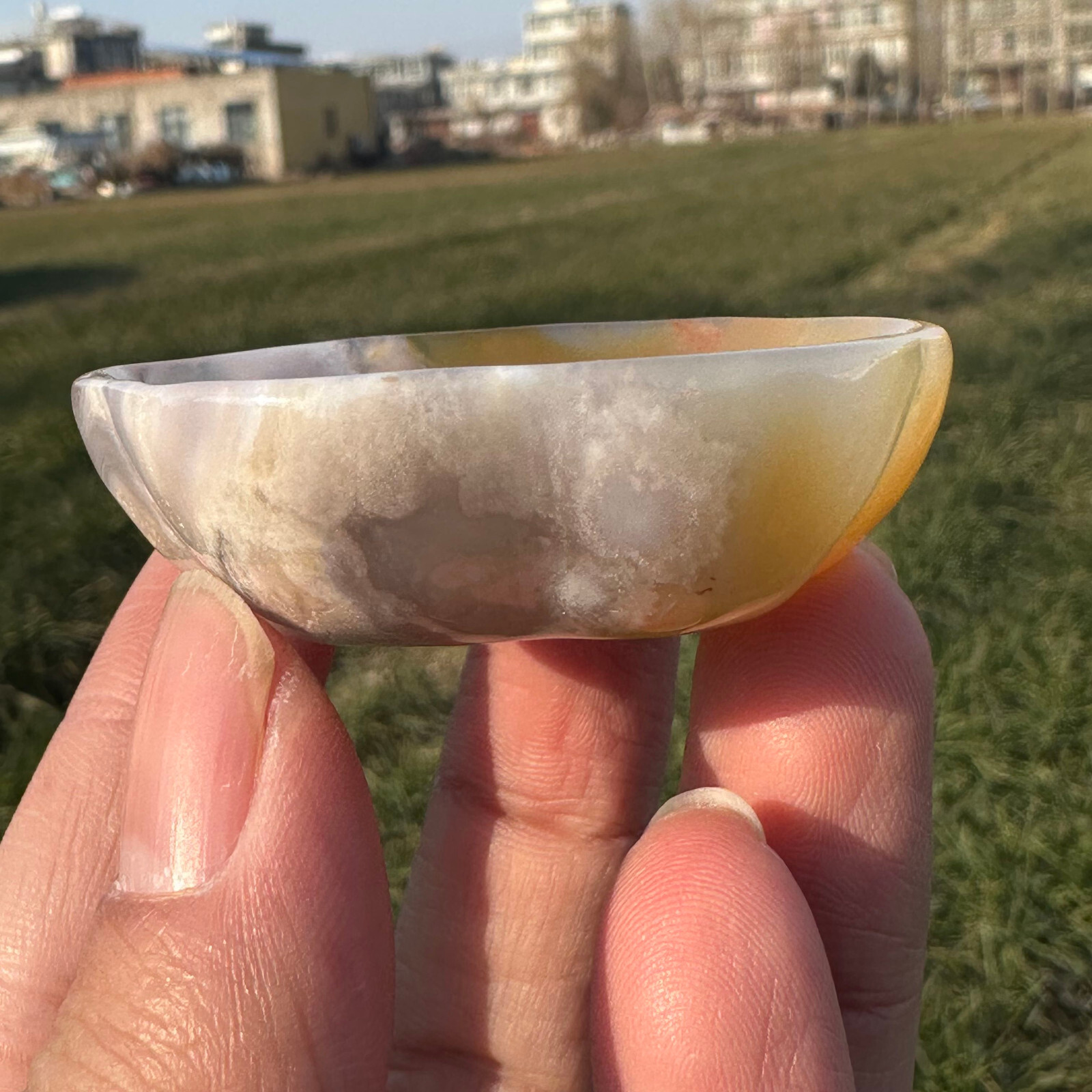 Natural Sakura Agate Bowl Quartz Specimen Skull Crystal Reiki Healing Gift 1PC