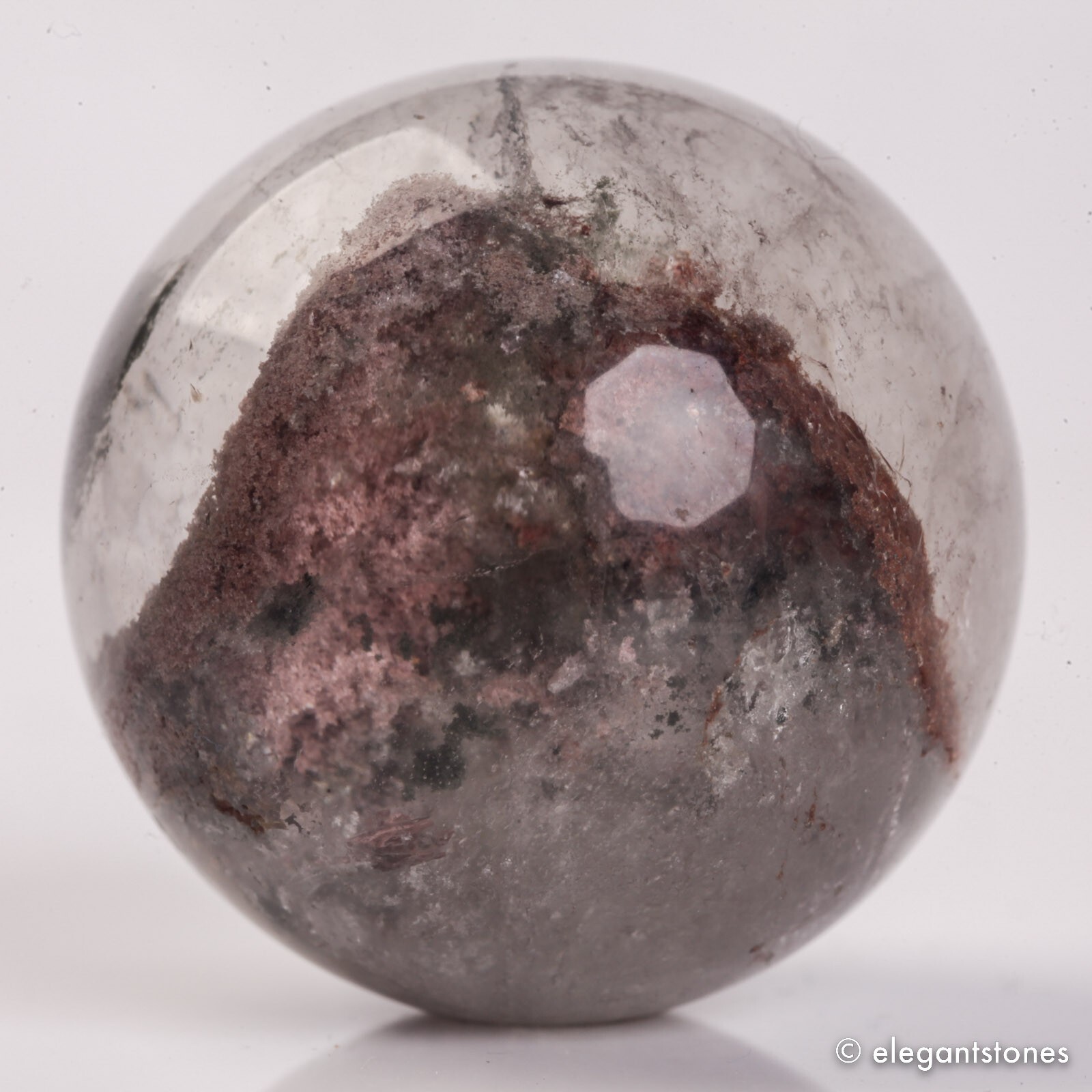 47g32mm Natural Garden/Phantom/Ghost/Lodolite Quartz Crystal Sphere Healing Ball