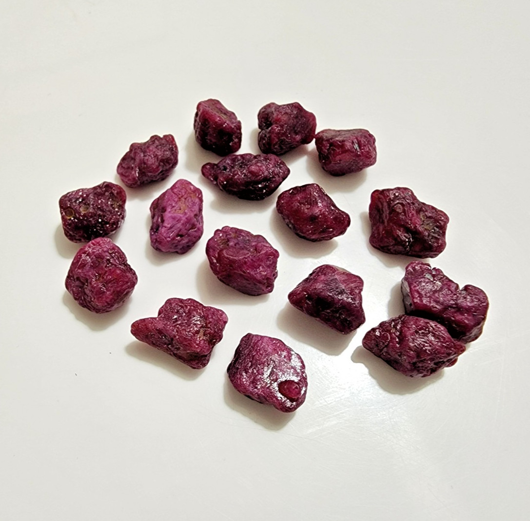 13-14mm Red Ruby Rough Natural Lot 16 Pieces Raw Loose Gemstone Crystals Stone