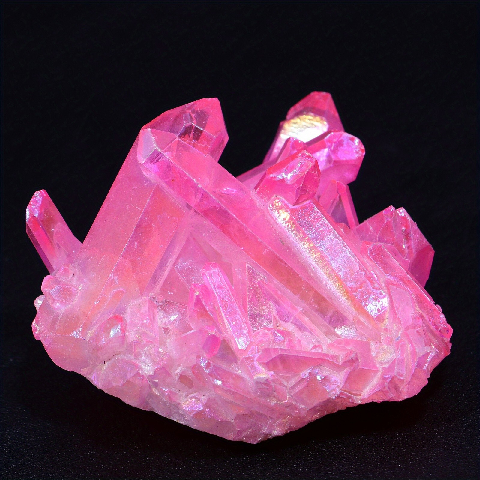Rainbow Angel Aura Quartz Cluster Pink Crystal Mineral Specimen Home Decoration