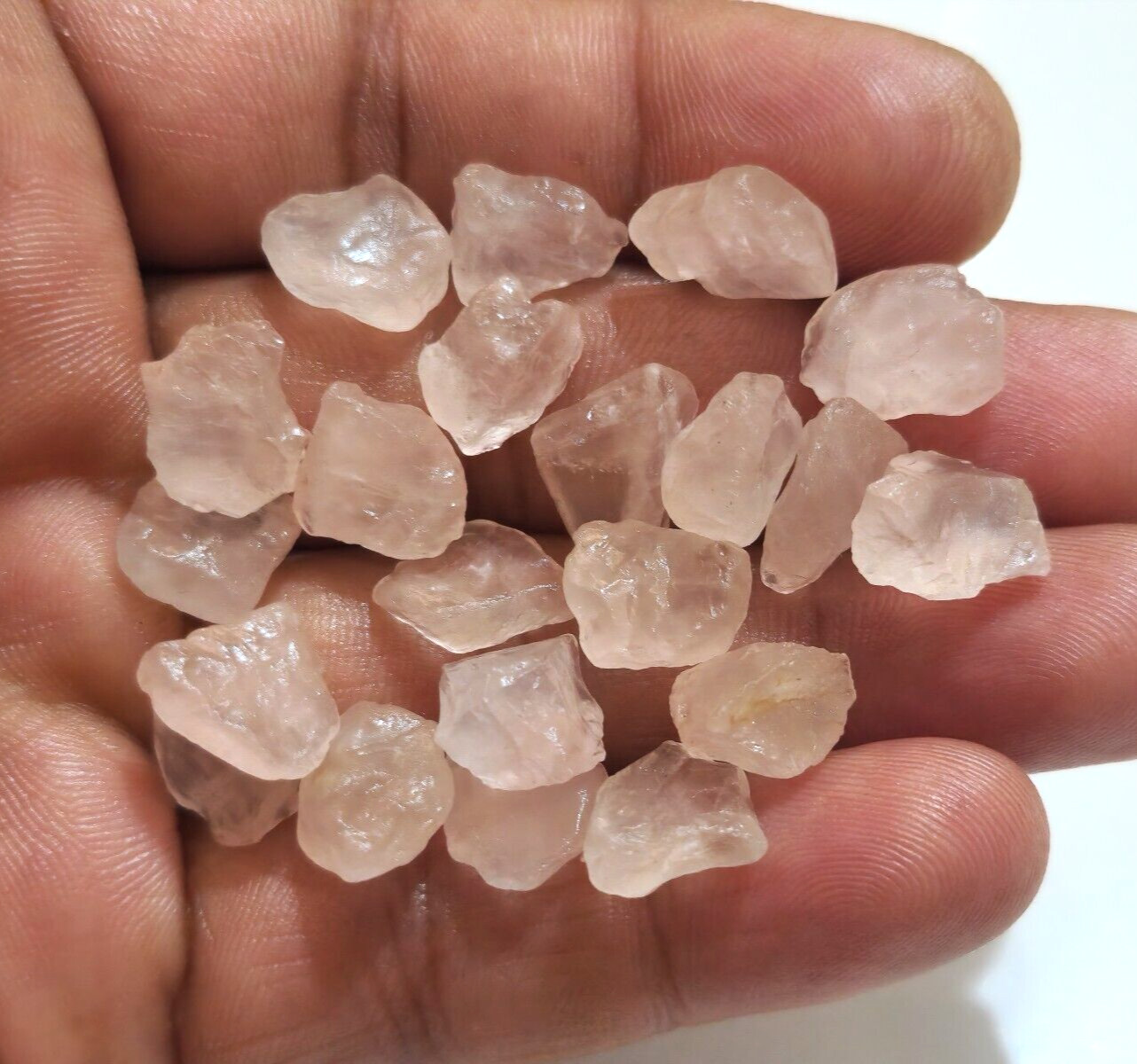 Excellent Pretty Rose Quartz Rough 21 Pcs Lot Size 11-13 MM Rare Loose Gemstone