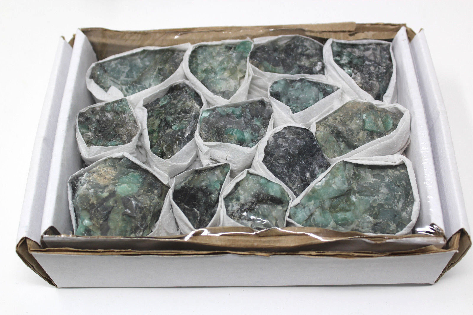 Rough Natural Emerald Box Lot – ‘A’ Grade Raw Emerald Crystals, 10 – 18 Pieces