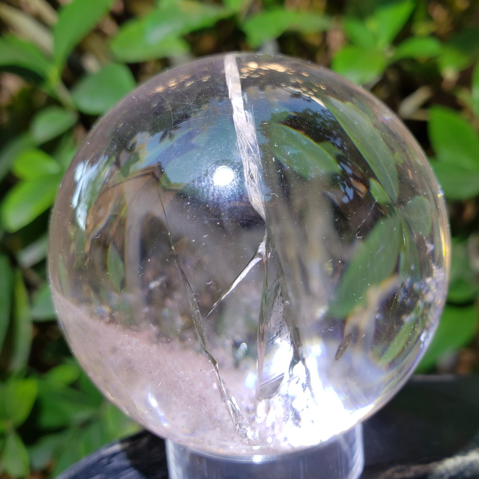 2.3″ Clear Quartz Natural Crystal Ball Sphere Orb Rainbows Phantom, 274g