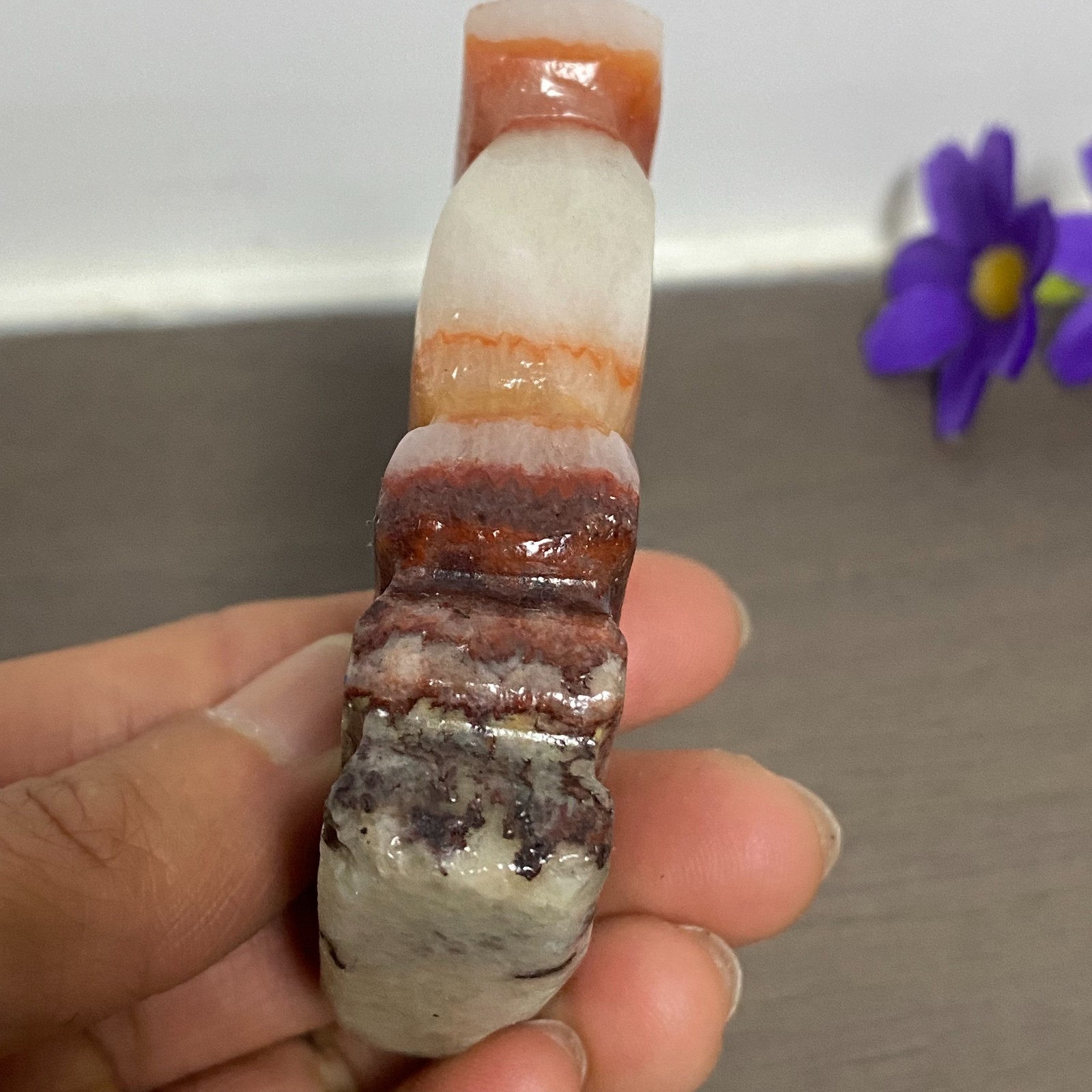 72-40-17mm NATURAL Pork stone quartz crystal Hand carving marbled meat
