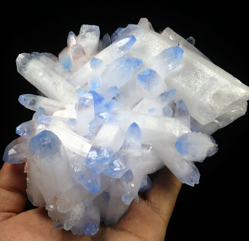 2.46lb Rare Beatiful Blue Tibetan Ghost phantom Quartz Crystal Cluster Specimen