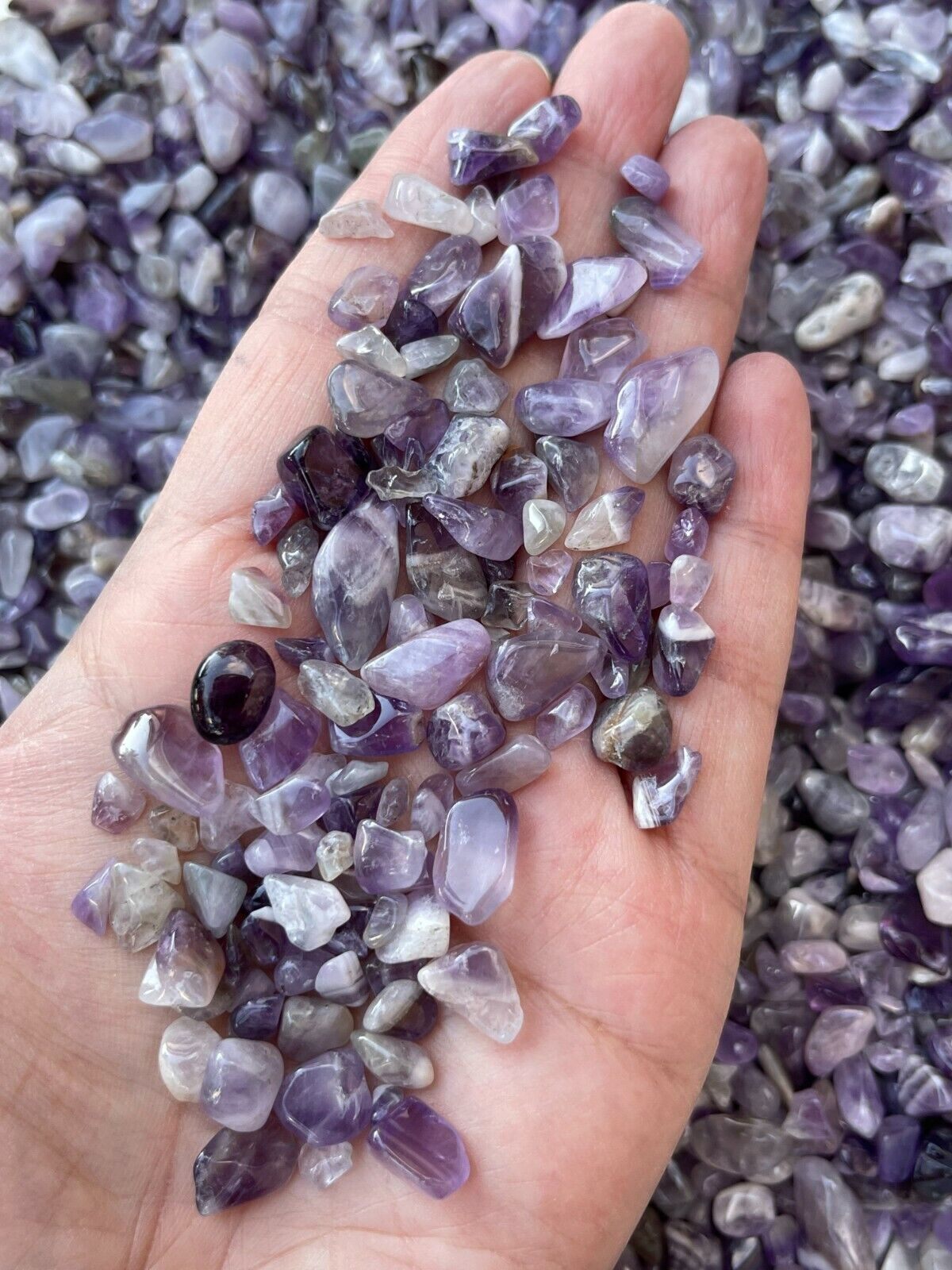 Grade A++ Chevron Amethyst Semi Tumbled Gemstone Chips 5-13mm,Wholesale Bulk Lot