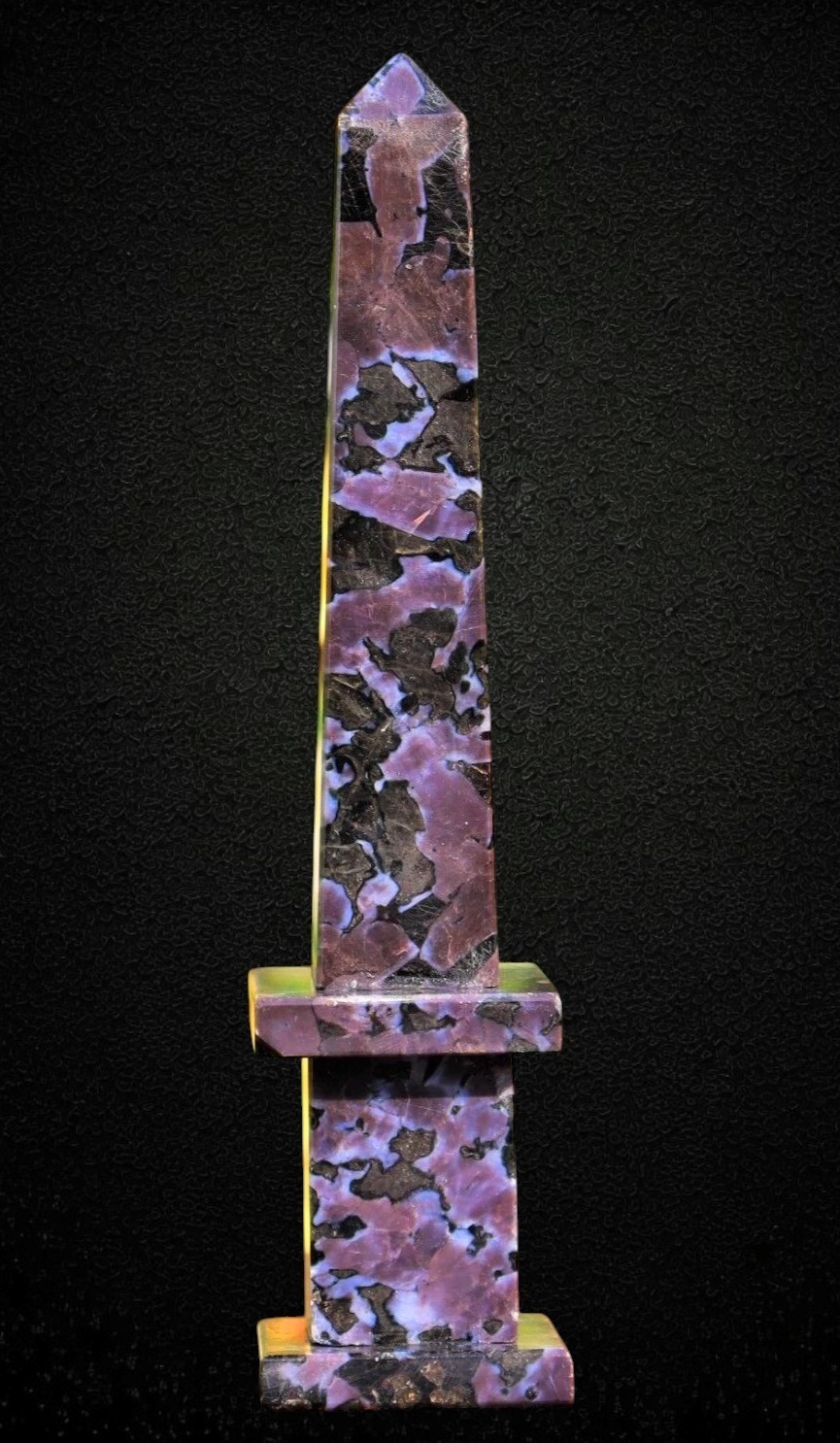 200MM Blue Indigo Gabbro Stone Merlinite Pietra Dura Grand Tour Obelisk Tower