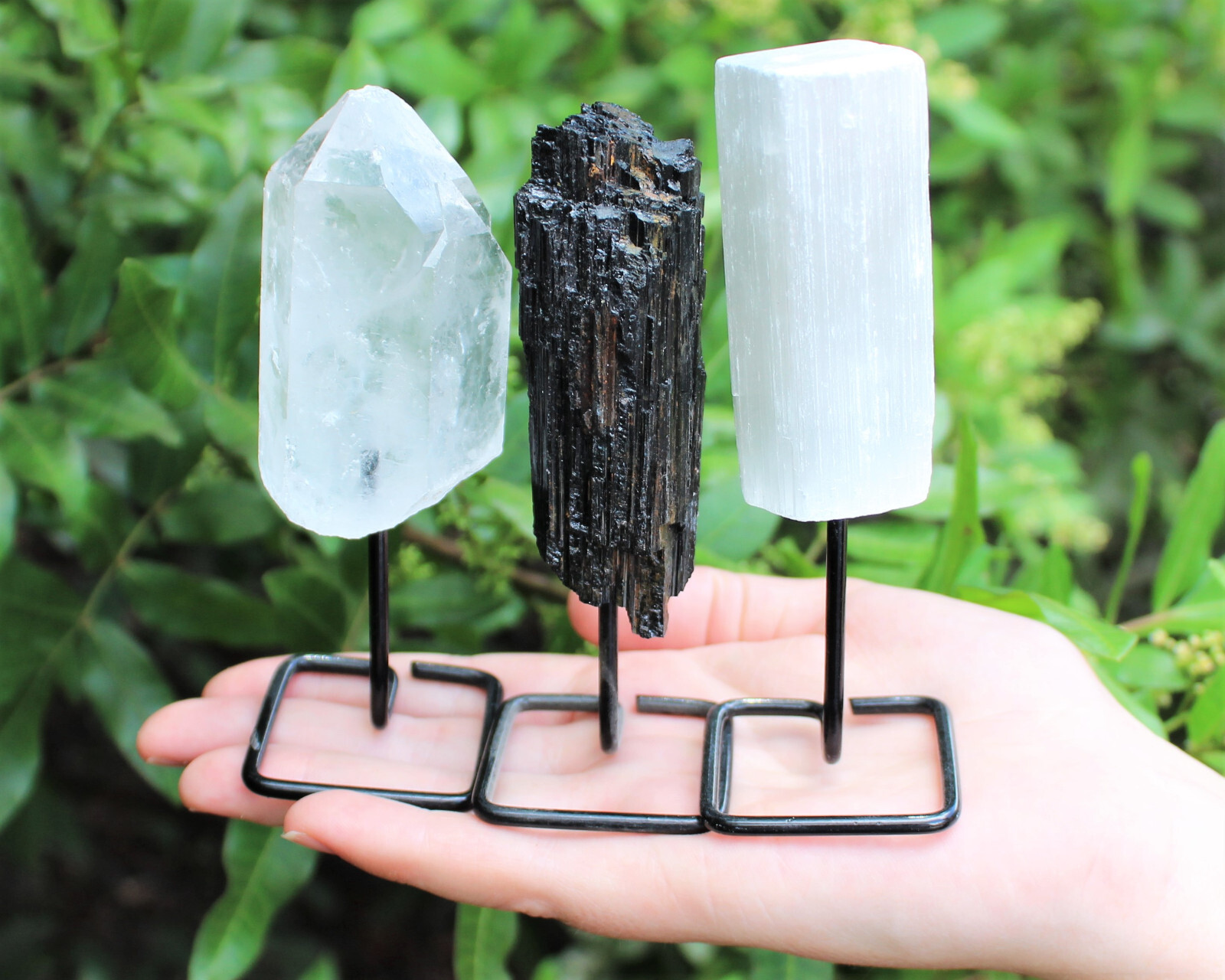 Protection Combo Kit – Tourmaline Log, Selenite Stick & Clear Quartz Point