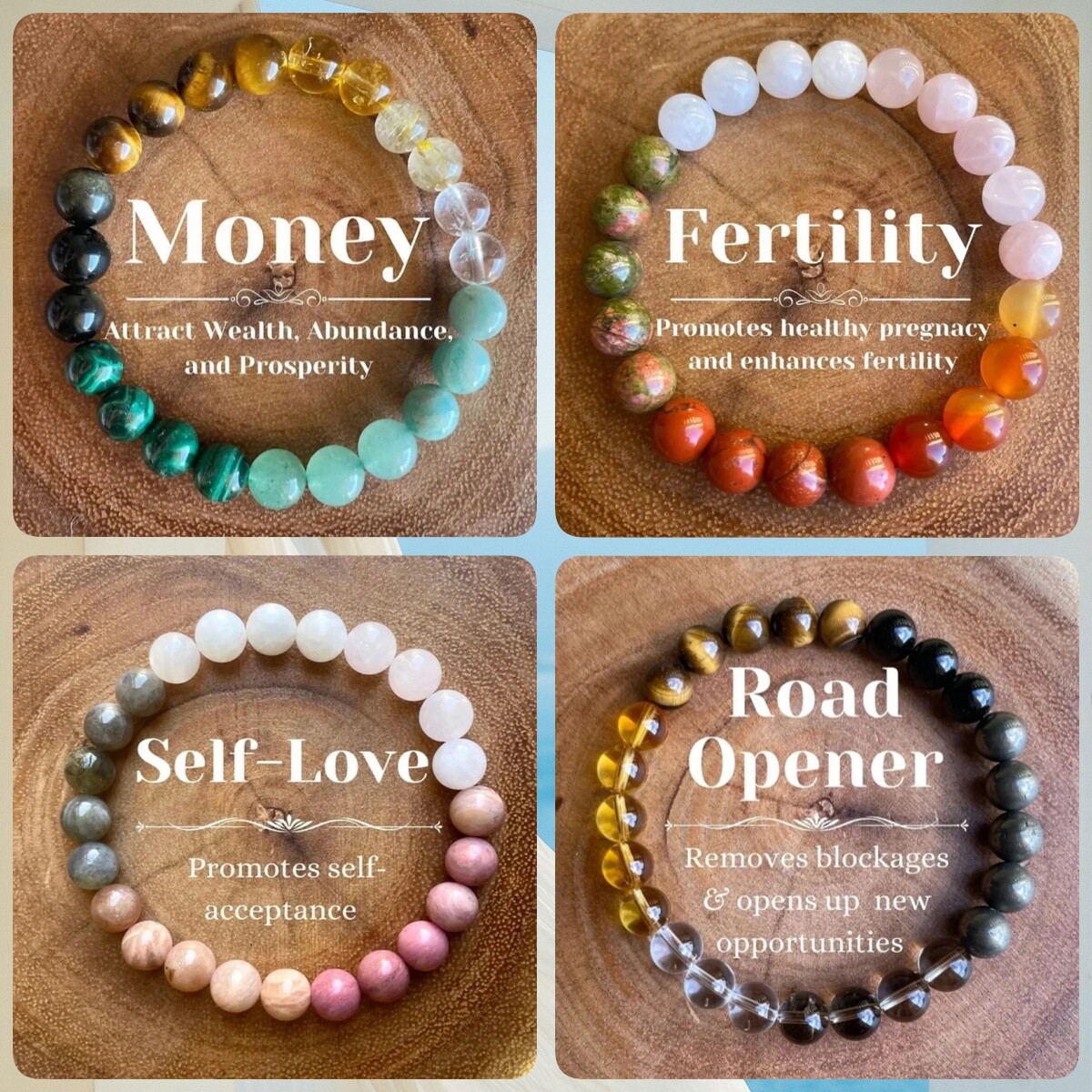 Natural Mixed Quartz 8MM Bracelet Quartz Crystal Men and women Luck Bracelet