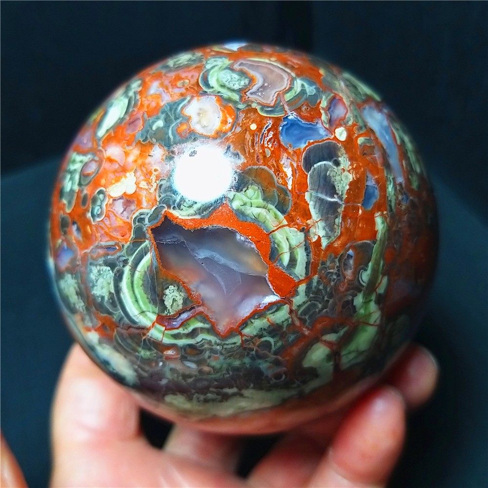 RARE 615.2g 76mm Natural Polished Colorful Agate Crystal Ball Healing A4894