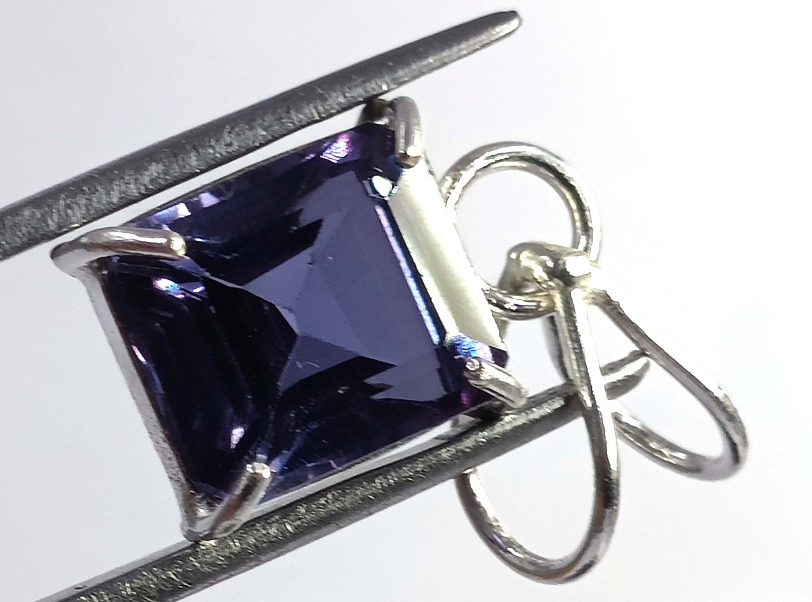 17.40 Ct Natural Blue Alexandrite Emerald Shape 925 Pendant Silver IGL Gems 6AHO