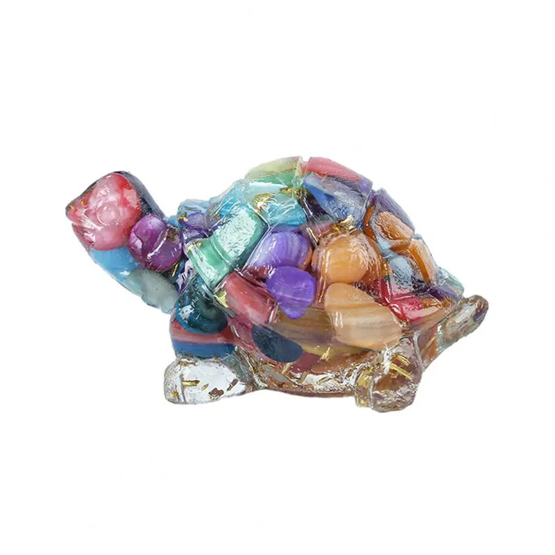 Natural Colorful Scallop Quartz Crystal Longevity Turtle Gravel Mini Resin Decor