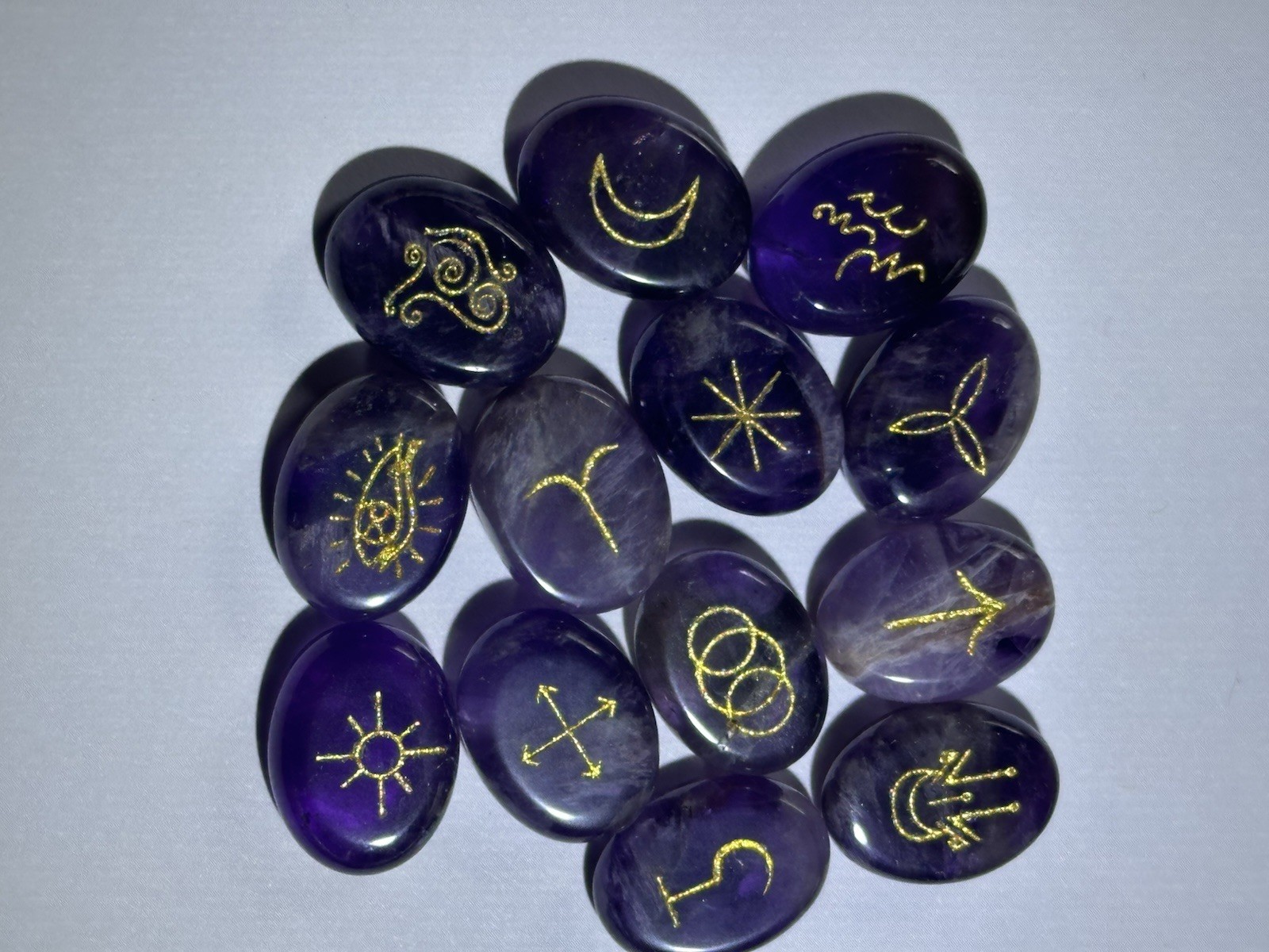 Amethyst Rune Stones For Divination And Healing Set Of 13 New