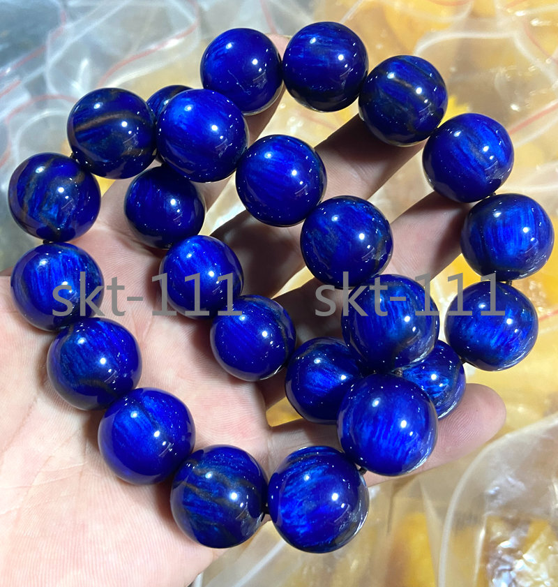 100% Certificate 20mm Natural Mexico Sky Blue Amber Beads Bracelet 7.5”