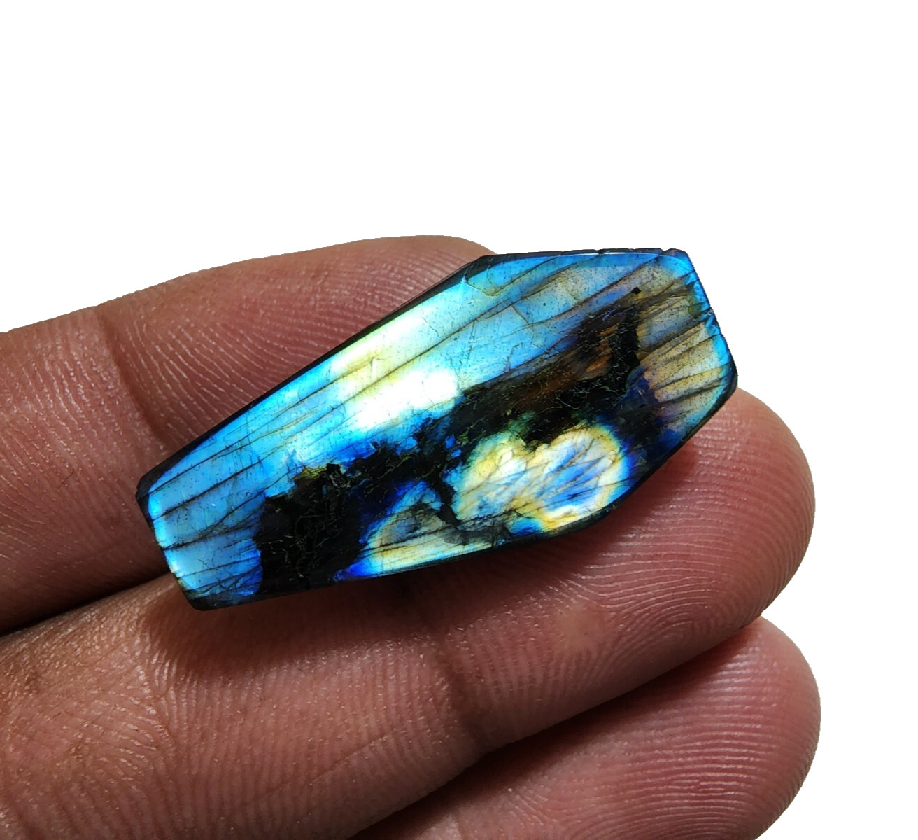 28 Crt Awesome A+ Labradorite Cabochon Coffin Shape Gemstone For Jewelry Making