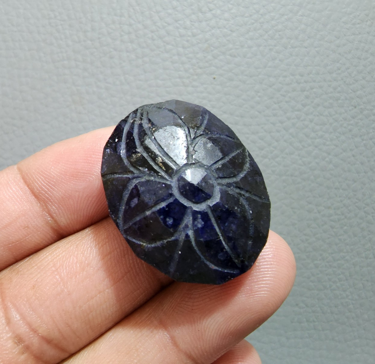 Fabulous Blue Sapphire Carving 128 Ct Handcrafted Gemstone Loose Art Gemstone