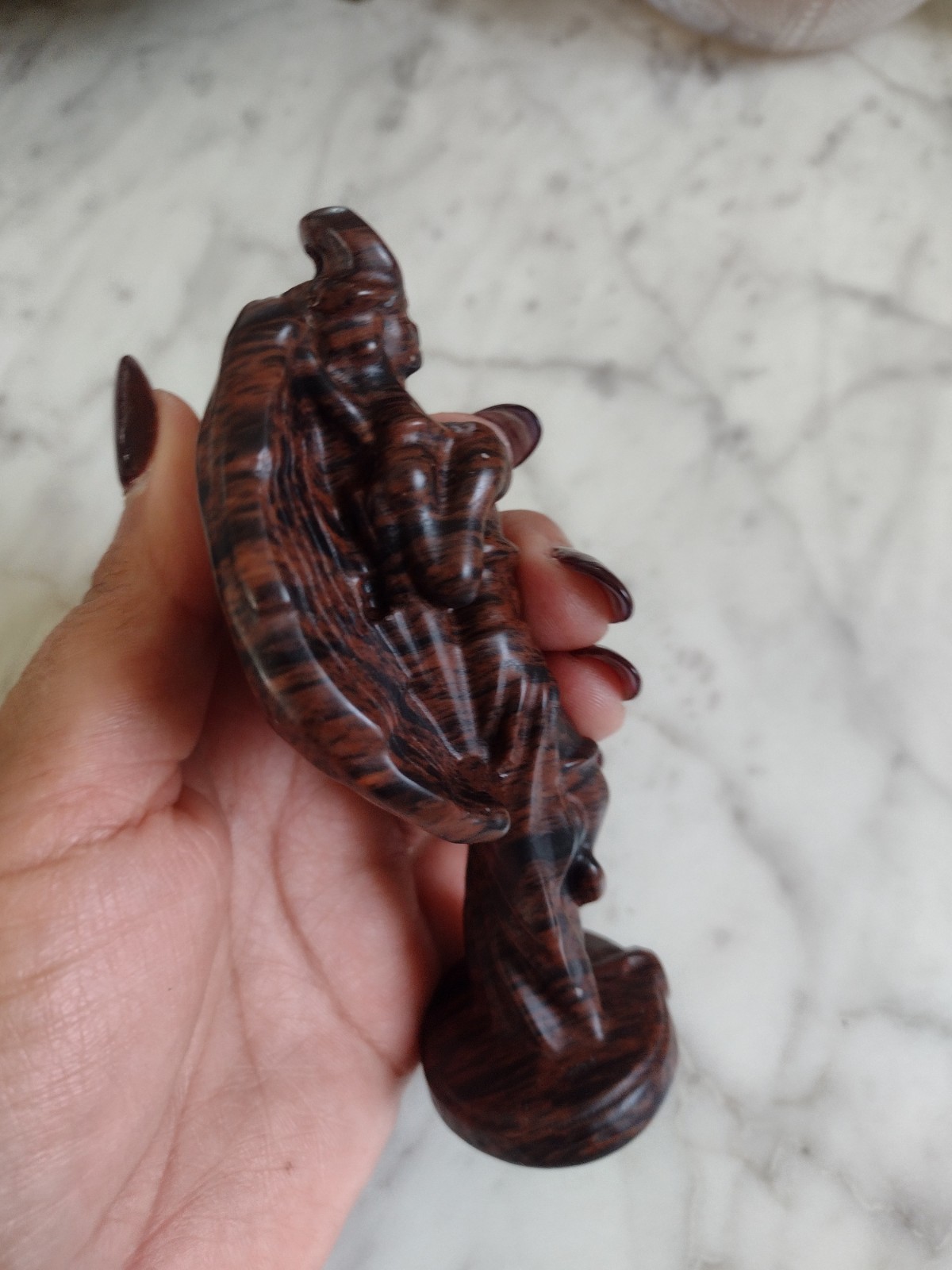 Mahogany Obsidian Lilith Statue Goddess Carving Crystal Stone Polished