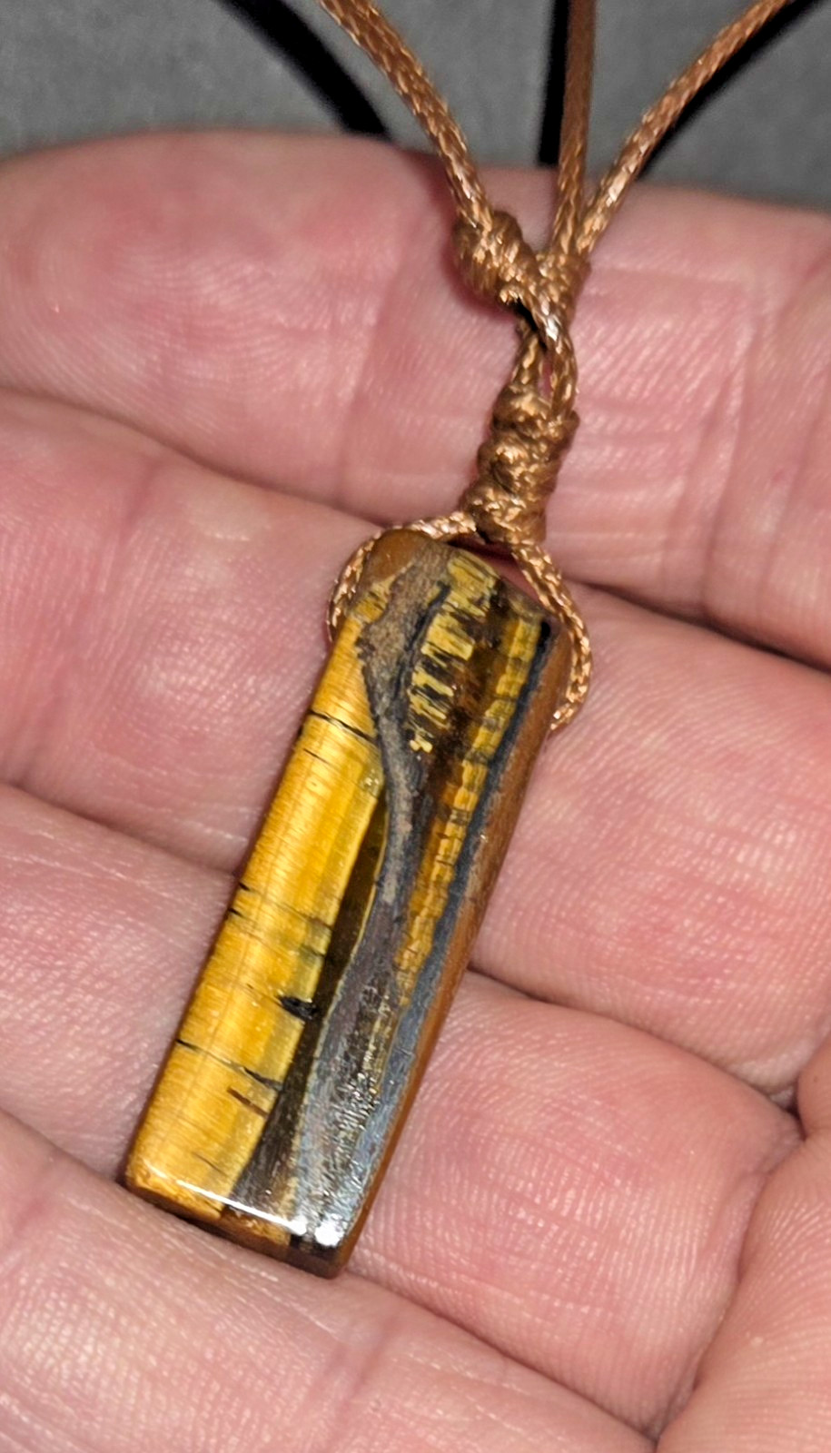 NATURAL STONE PENDANT-TIGER’S EYE-REIKI/ CHAKRA/ HEALING NECKLACE #36