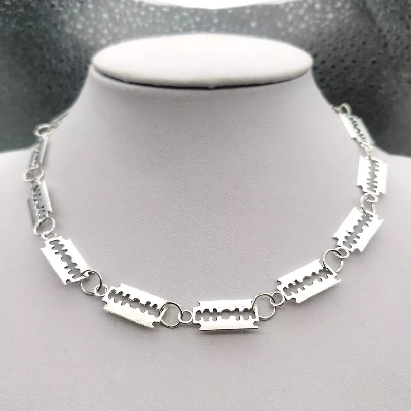Fashion Jewelry Silver Barbed Wire Brambles Razor Blade Choker Necklace 1PC