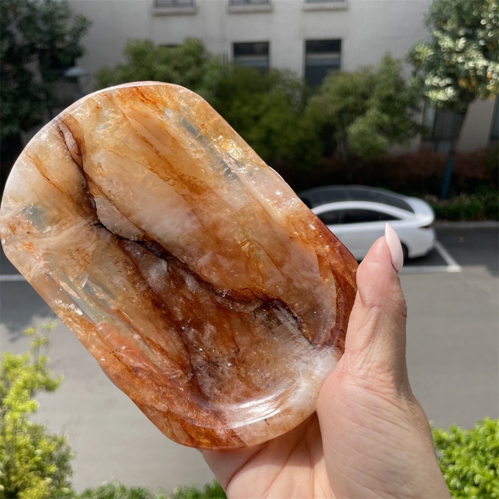 1LB 6.1″ Natural Golden Healer Plate Decor Crystal Quartz Mineral +stand Reiki