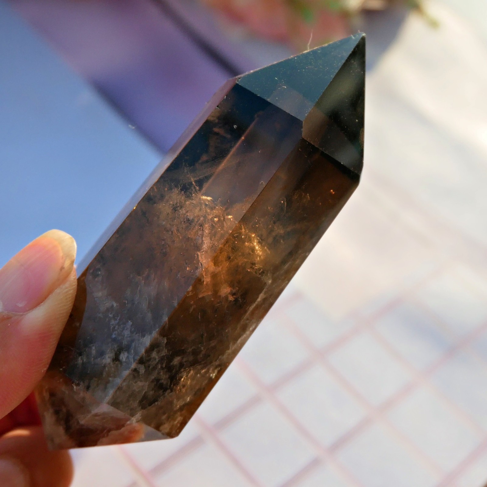 3.8″ Smoky Quartz Double Point Crystal Wand Healing Grounding Reiki Energy Gift