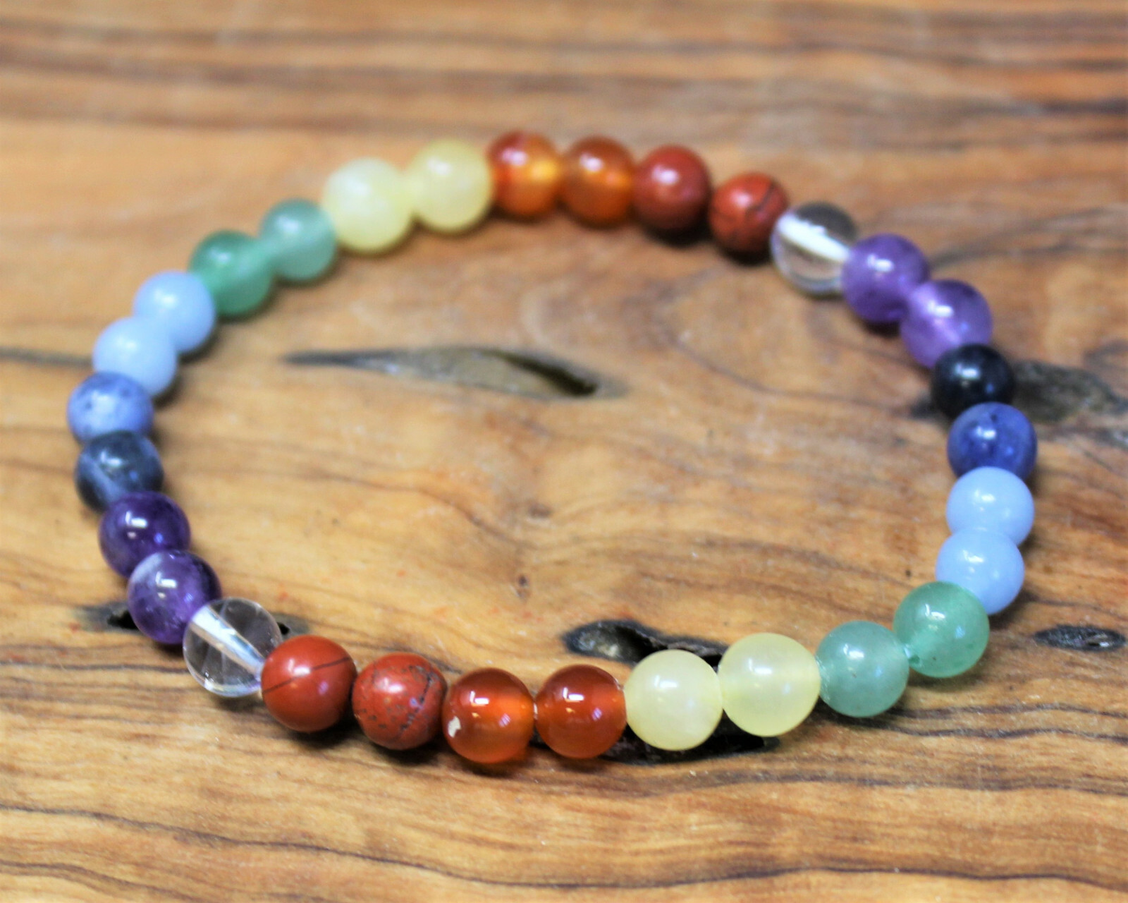 7 Chakra Bead Bracelet – 6 mm Round Gemstone Crystals (7 Chakra Bracelet)