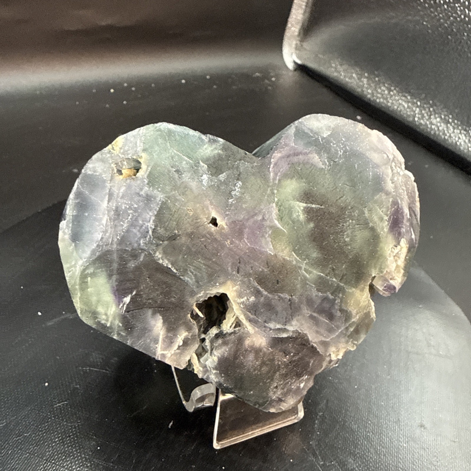 Multi-Colored Natural Faced Cubic Flourite Heart Specimen! Minerals, Crystals!