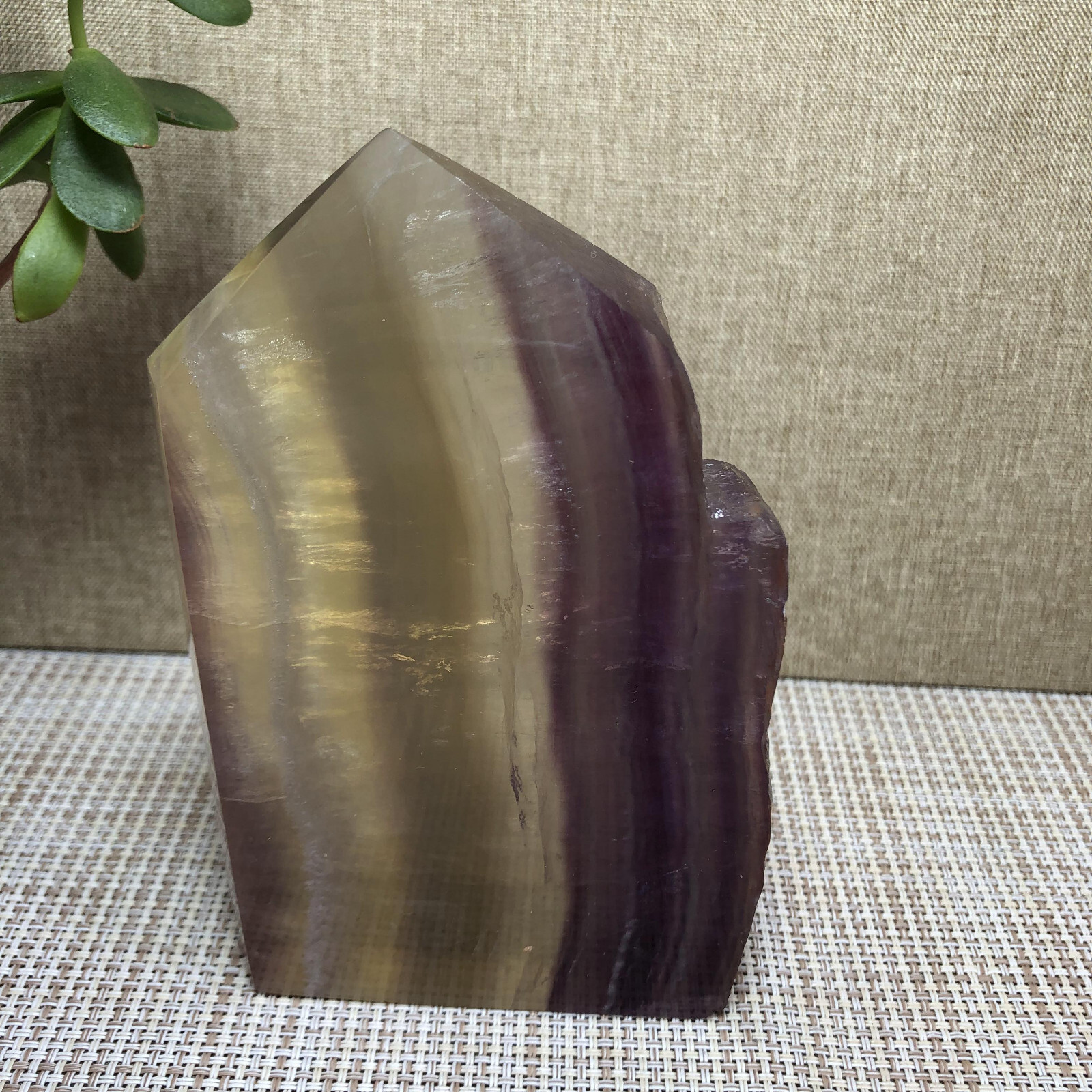 492g Natural candy Fluorite Polish/Rough wand Crystal free standing 123mm A2894