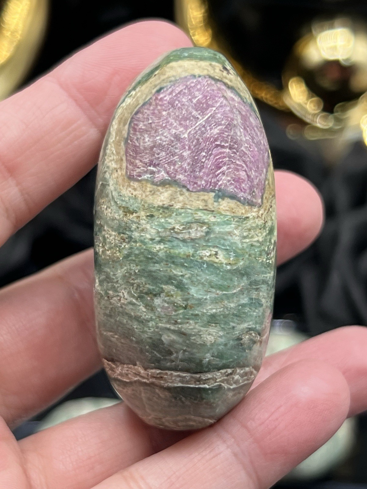 Natural Unique Ruby in Fuchite Palmstones Uv Unpolished Raw Free ship