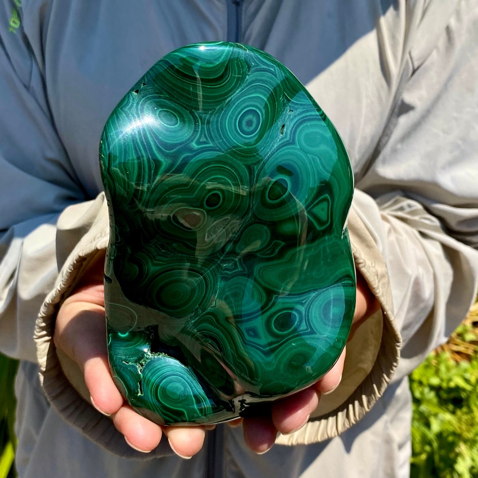 1.87LB Natural Polished Malachite Mineral freeform specimen Reiki Stone