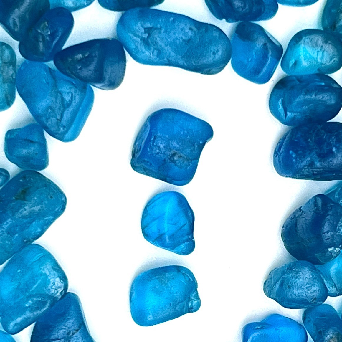 50 Pieces Natural Neon Blue Apatite Rough – 6-8 mm Raw Gemstone Crystals