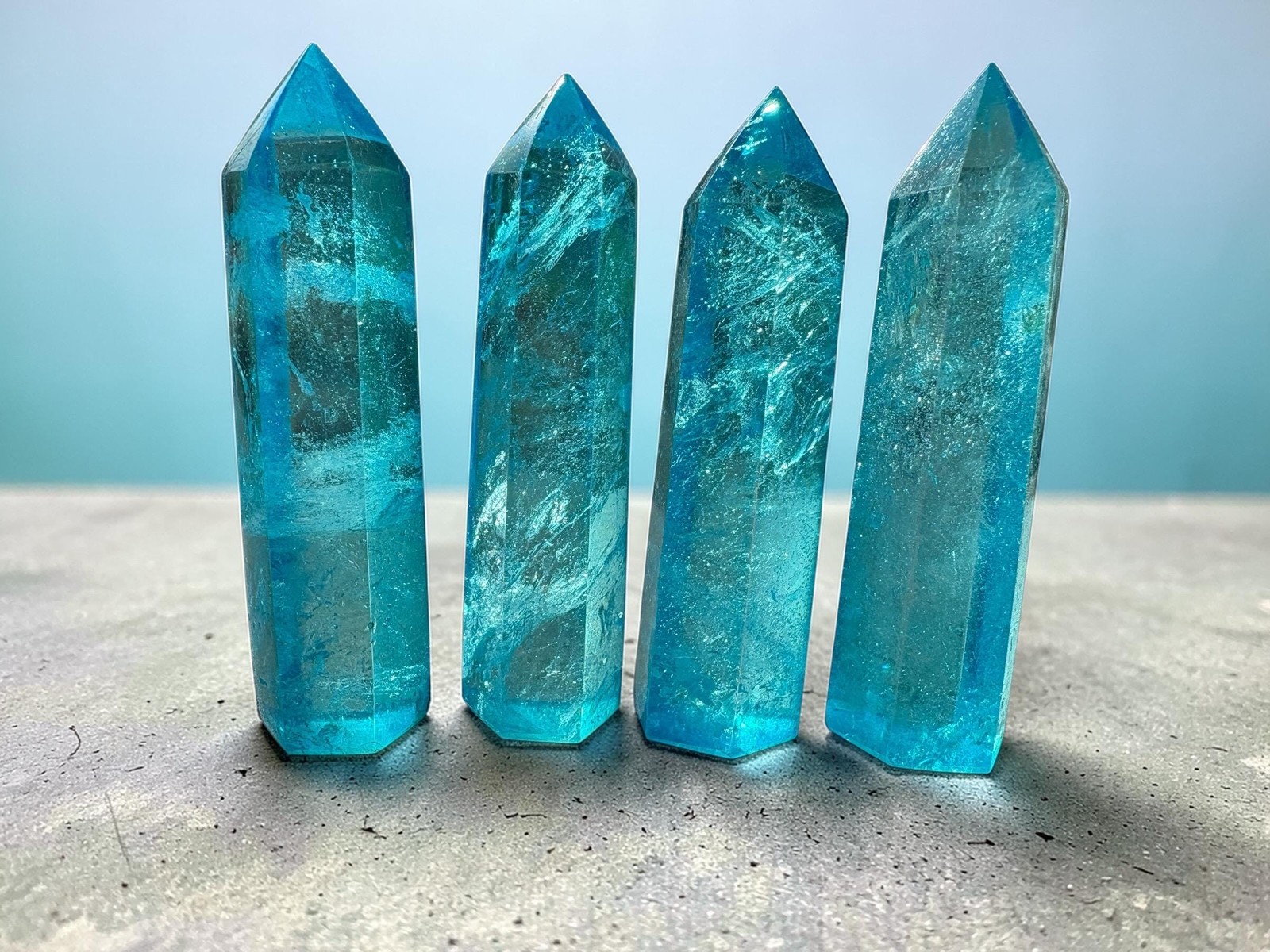 Blue Aqua Quartz Tower Crystal Point | Iridescent Healing Meditation Stone