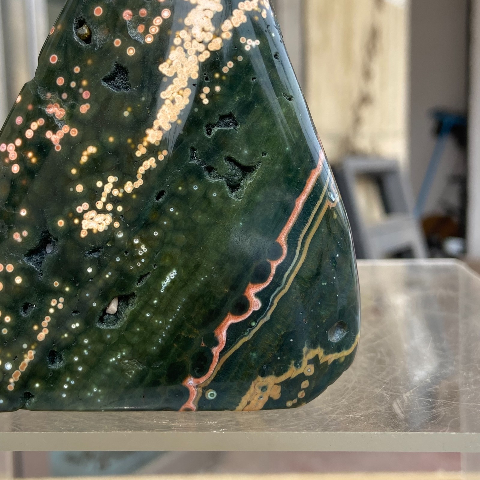 258g 8th Vein Natural Ocean Jasper Freeform & Druzy Crystal Mineral Specimen