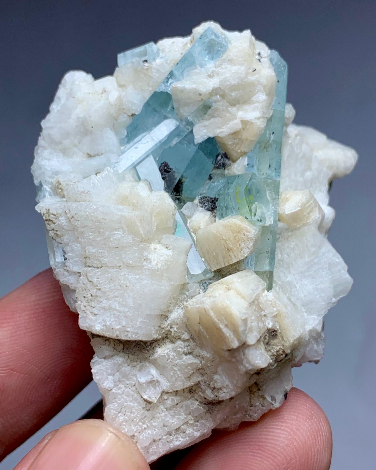 207 Carat Sky Blue Aquamarine Bunch Crystal On Matrix From Pakistan