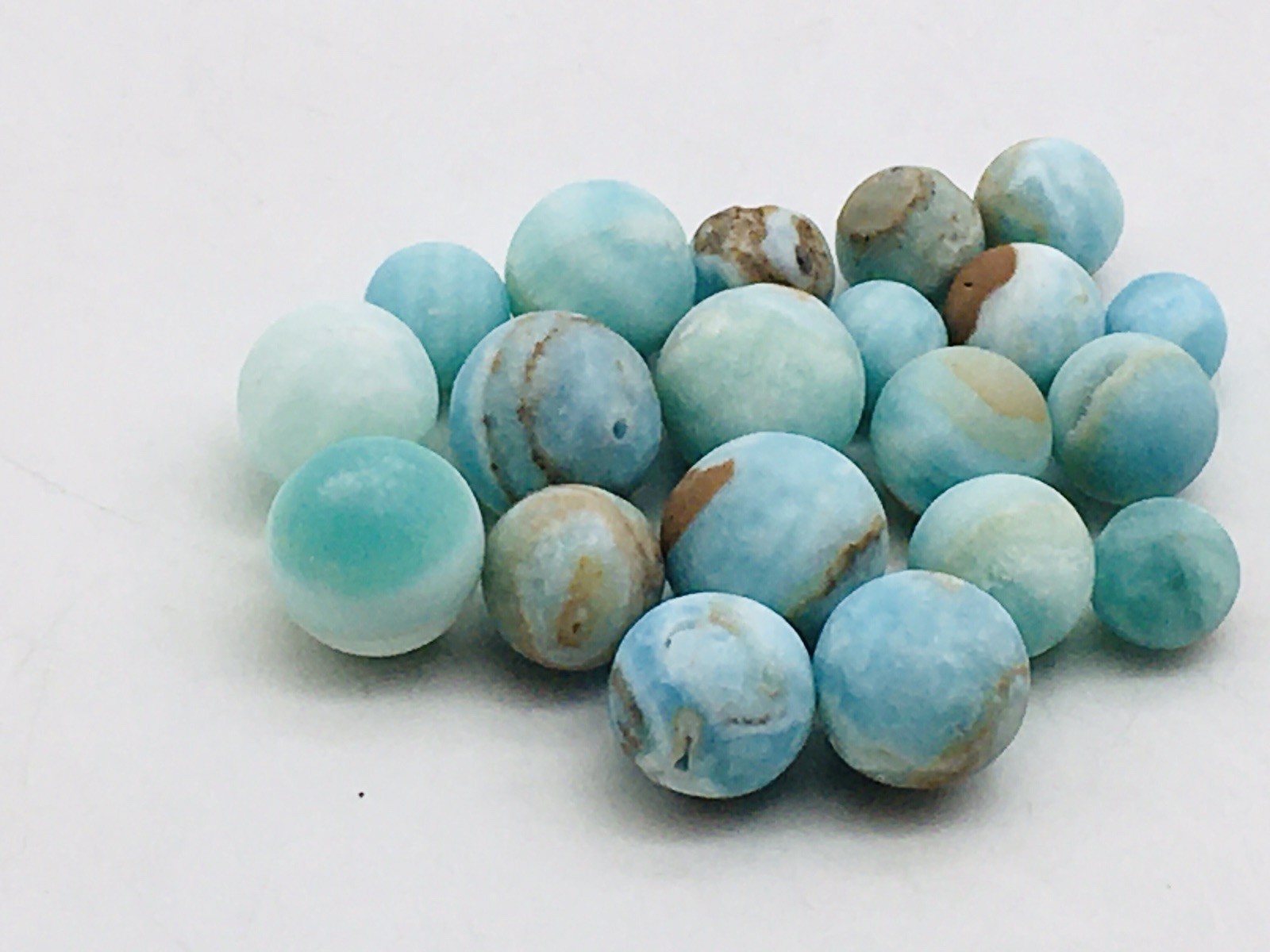 Blue Aragonite Beads Smooth Round Crystal Beads for DIY Jewelry
