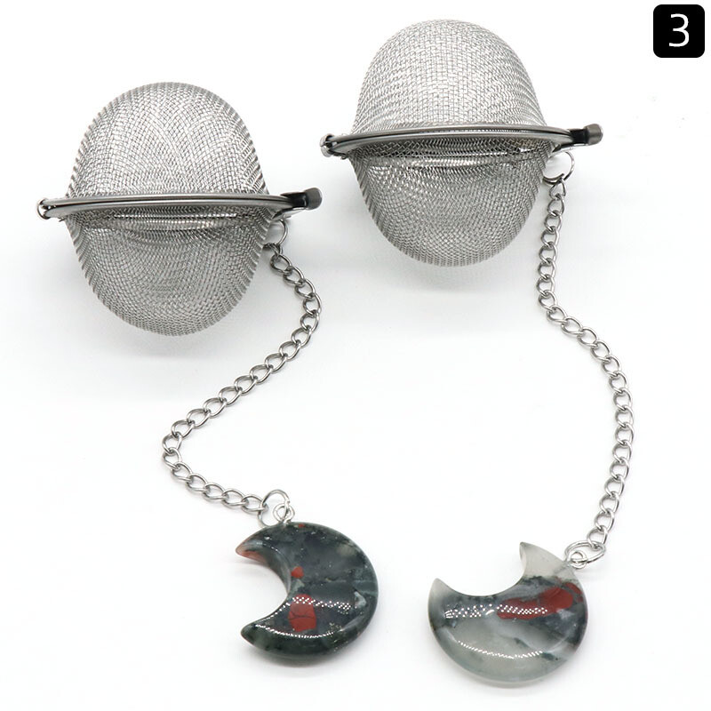 10PCS Natural Alloy Crystal Moon Shaped Pendant Tea Maker Filter Craft