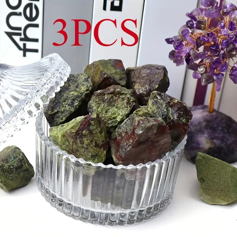 3PCS Raw Dragon Bloodstone Jasper Healing Crystal Rough Rock Specimen Gifts