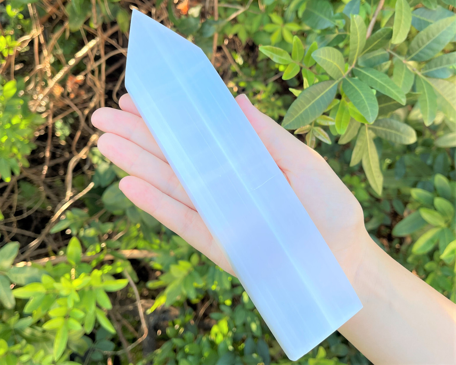 LARGE 8″ Polished Selenite Charging Station With Point, Crystal Selenite Plate