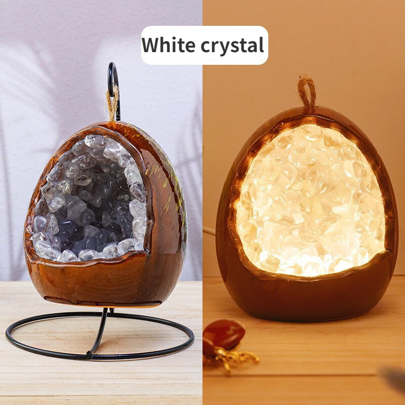 Natural Colorful Crystal Dinosaur Egg Nightlight Decoration Lamp USB Lighting