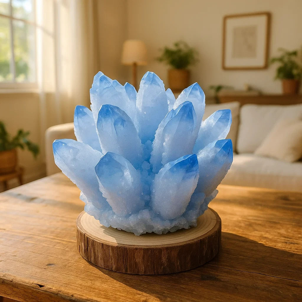 300g Rare Blue Quartz Crystal Cluster Rough Geode Healing Reiki Art Home Decor