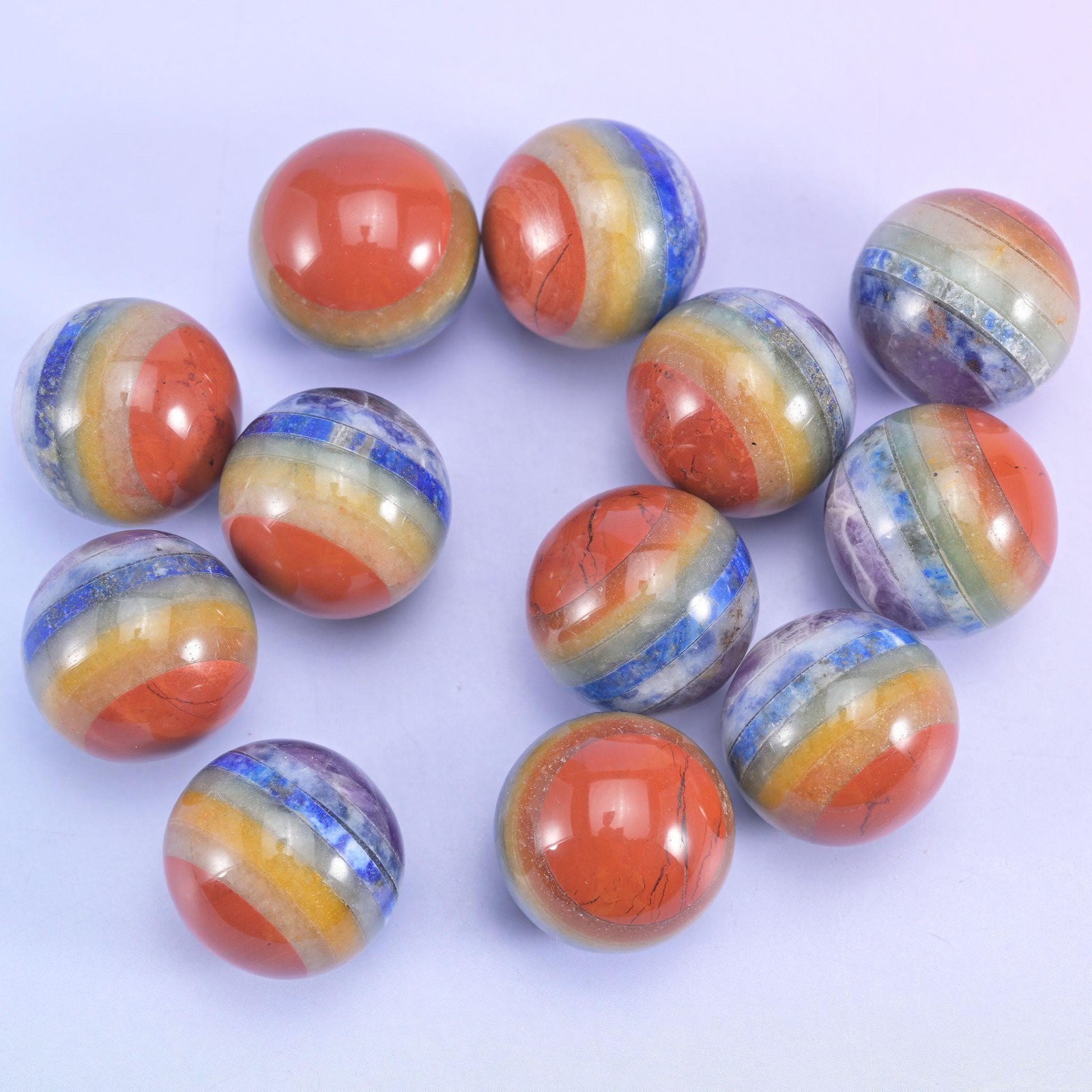 Chakra Crystal Heart Sphere Moon Carving Worry Stone Pocket Stone