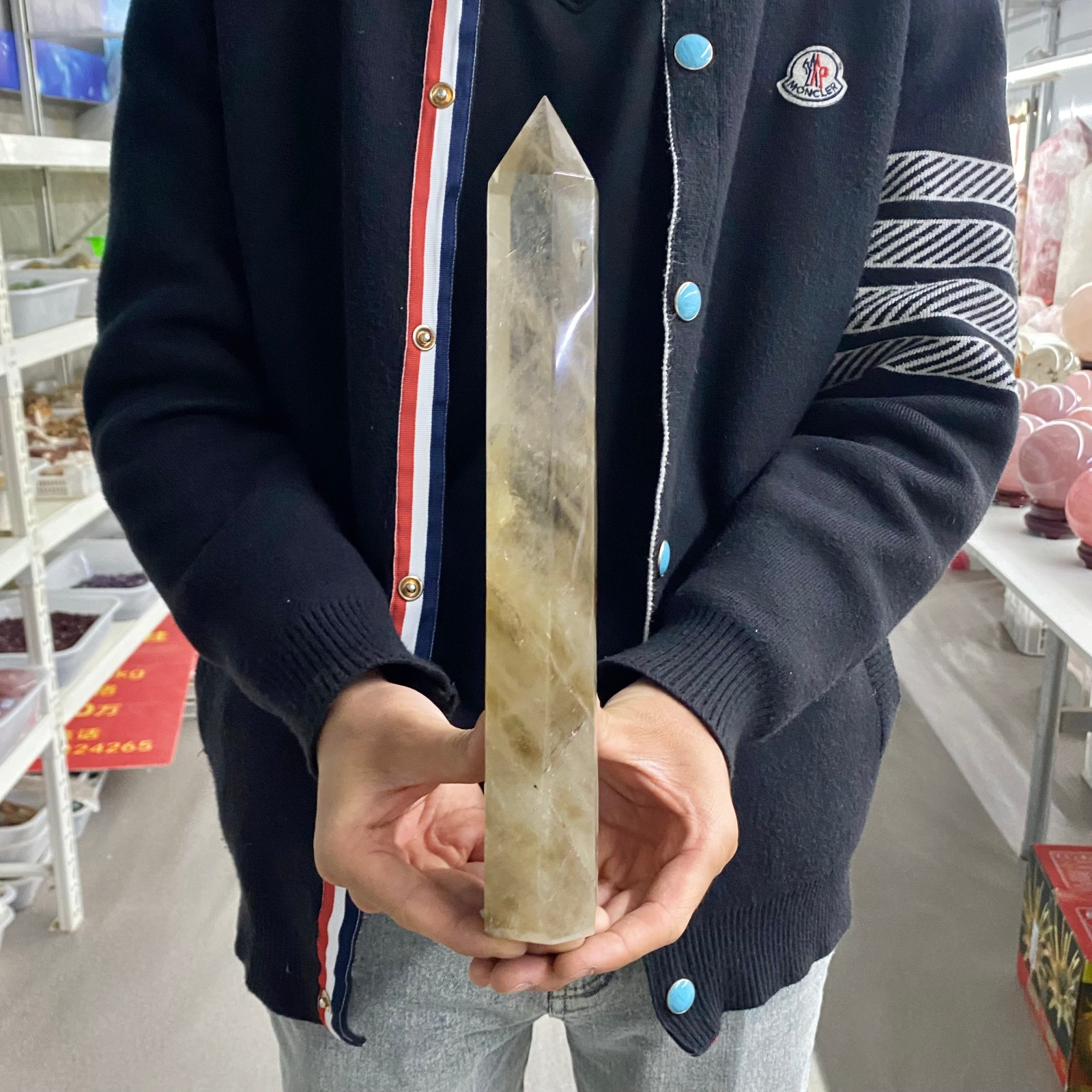 2.03LB Natural Clear Quartz Crystal Point Healing Wand Polished Rock Crystal Rei