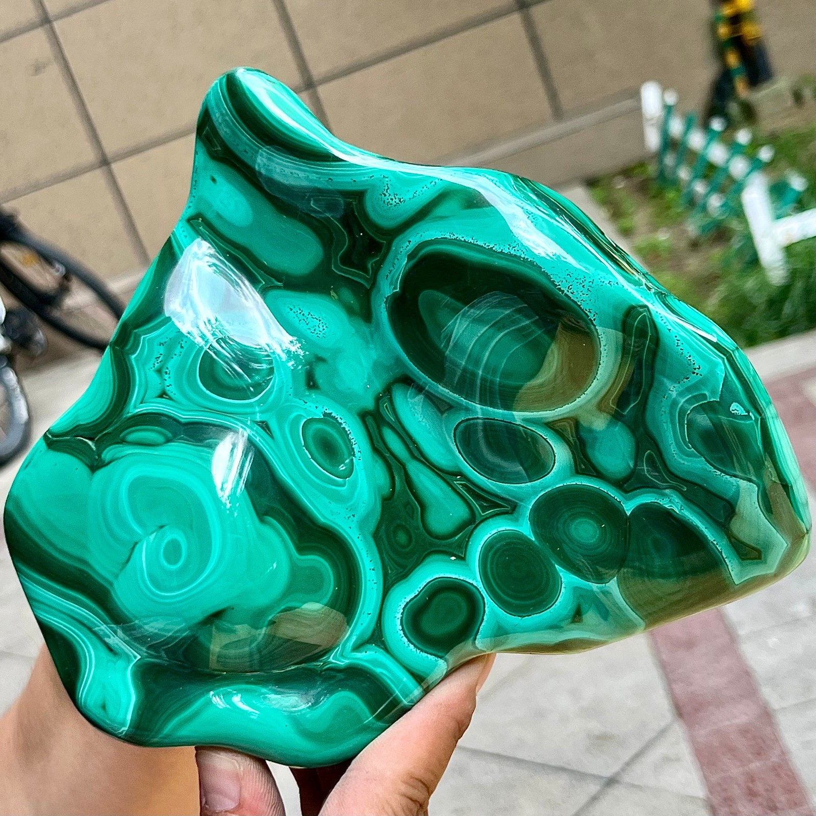 Authentic Malachite Stone Half Polish Half Raw Natural Patterns 3.4 lb