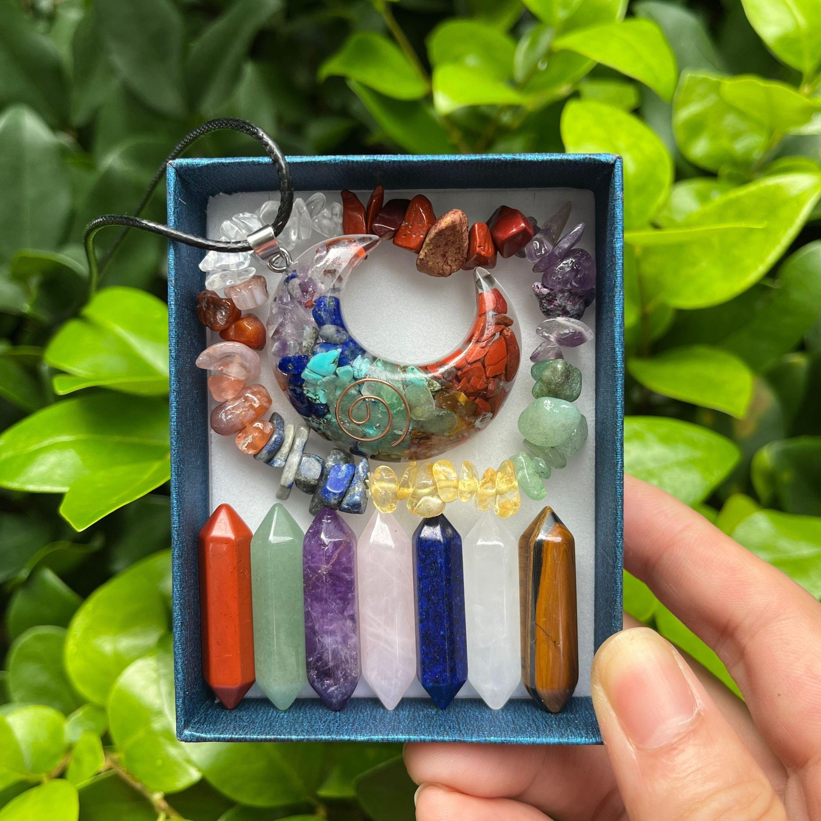 9pcs Pointed Quartz Crystal,Chakra Healing Stones And Crystals Set,Hexagon Rose