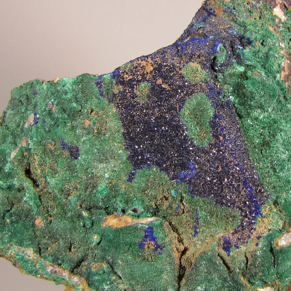 5″ Blue AZURITE w/ MALACHITE Crystals on Matrix Rock – Morocco – 1.5 lbs.