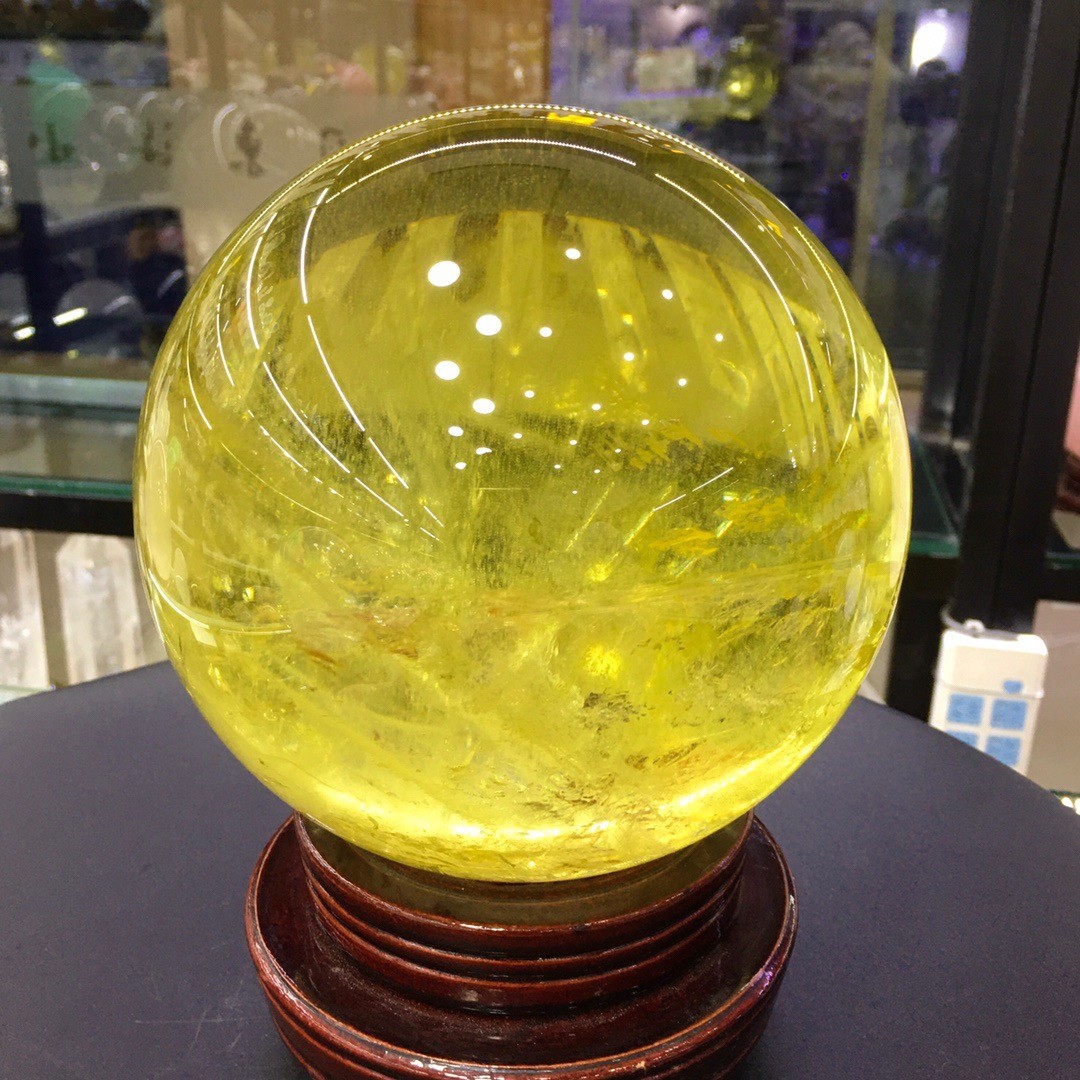15.3LB Top Natura Citrine Quartz Sphere Quarzt Crystal Ball reiki Healing