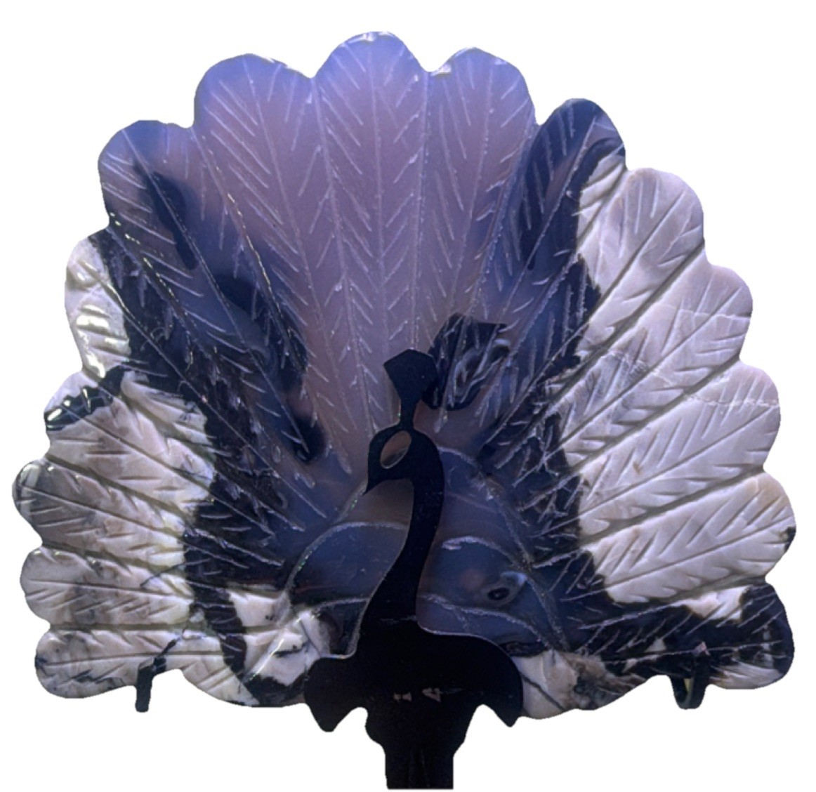 Volcano agate Peacock, Crystal Stone on a stand UV active ￼