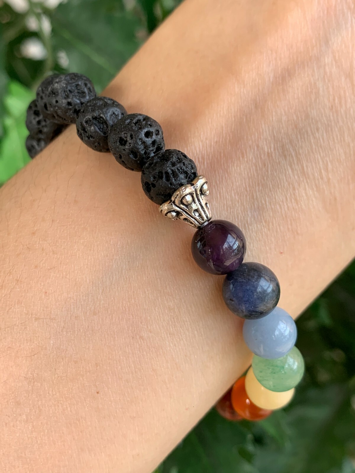 Lava Rock & 7 Chakra Stone Bracelet 8mm, Genuine Gemstone Bead, Wholesale Bulk