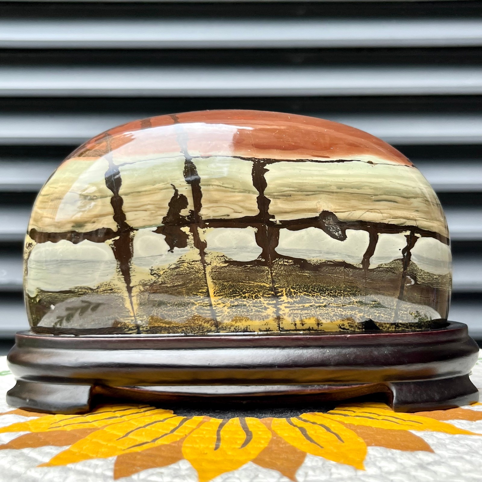 3 lb Natural Picture Stone Polished Arc Landscape Art Home Office Desk Decor