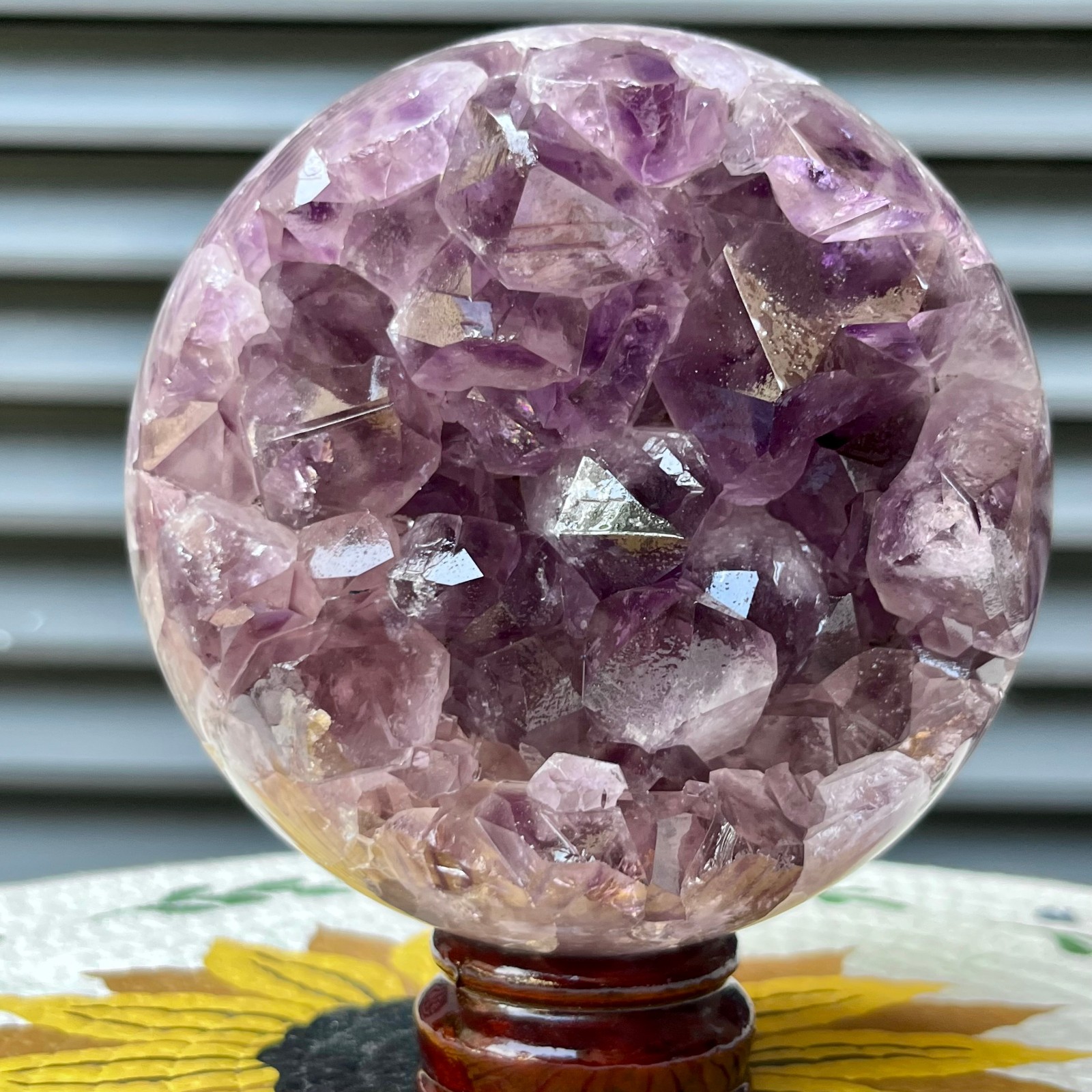 4.2 lb Amethyst Geode Crystal Sphere Natural Druzy Ball Agate Display Art Decor